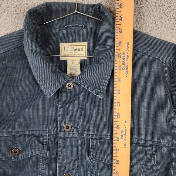 LL Bean Men's XL Regular Button Up Chore Coat Blue Corduroy Fleece Lined 0BFT9 - Picture 4 of 6